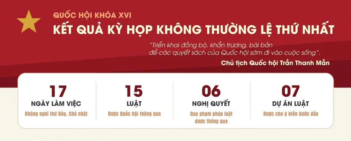 Kết quả Kỳ họp không thường lệ thứ nhất, Quốc hội khóa XVI.